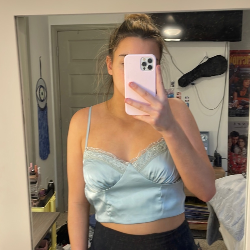 American Threads Silk Crop Top